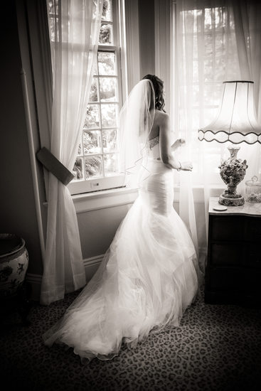 Elms Mansion Bride Looks Out on Ceremony Space