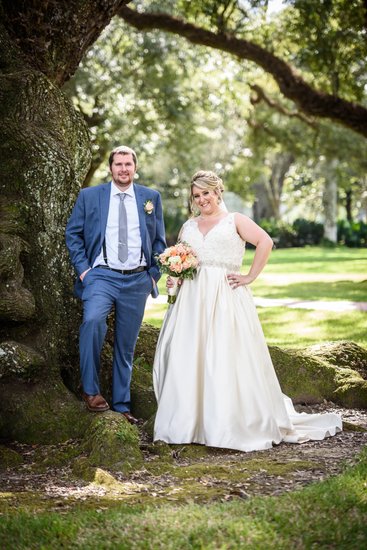 Portrait of Bride and Groom at Oak Alley