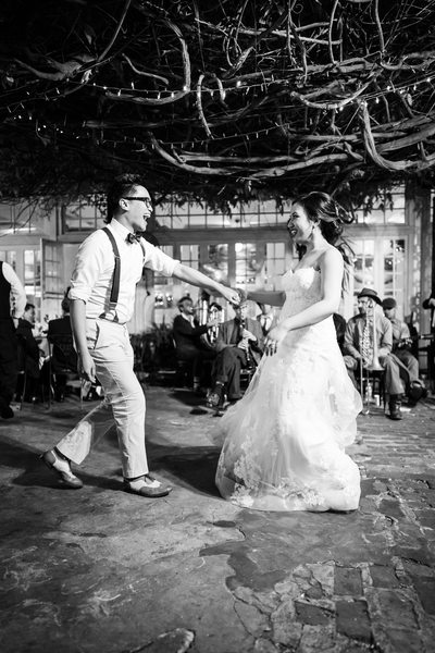 Bride and Groom Dance at Court of Two Sisters Wedding