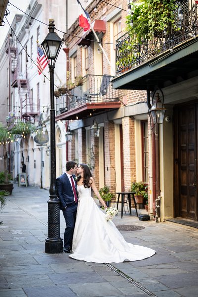 French Quarter Wedding Portrait in Exchange Place