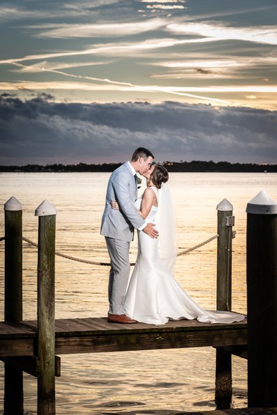 Beach Wedding Portrait of Bride and Groom