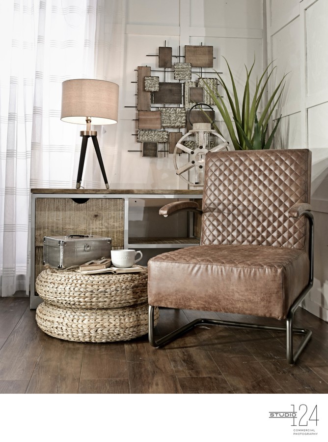 Brown Leather Quilted Chair photographer in Dallas TX