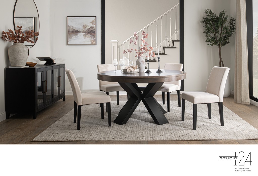Round Dining Set Styled in Dallas Commercial Photo