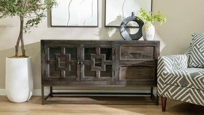 modern credenza photographed in Dallas studio lighting