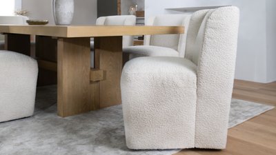 Modern Dining Base & Bouclé Chair | Dallas Photo