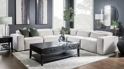 Modern White Low-Back Sectional | Dallas Lifestyle