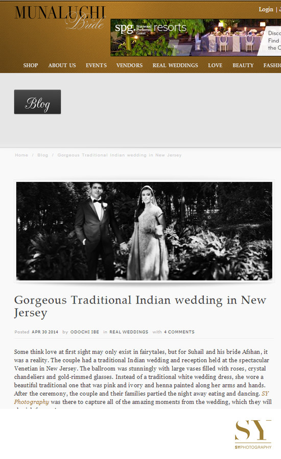 NJ Indian wedding photographer published in Munaluchi bride