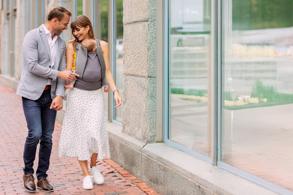 smiles city streets with baby commercial editorial