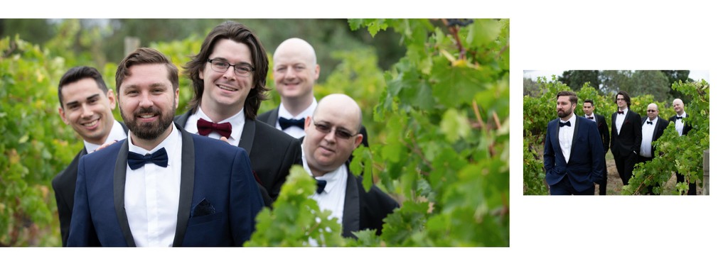 Melbourne Wedding Photo Album: Groomsmen in Vineyard