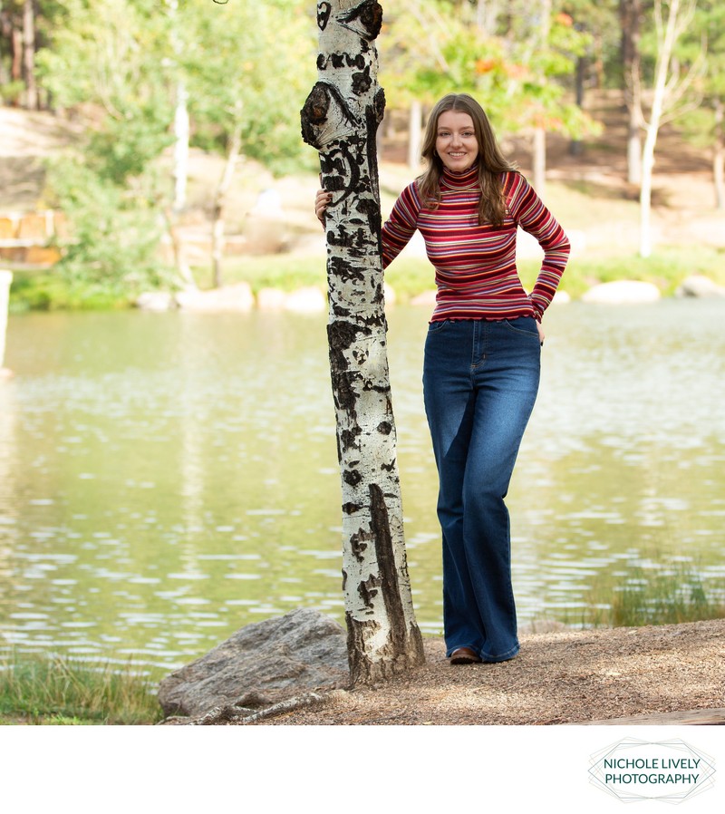 Senior Girl in Front of Pond