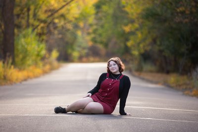 Senior Girl Back Road in Fall