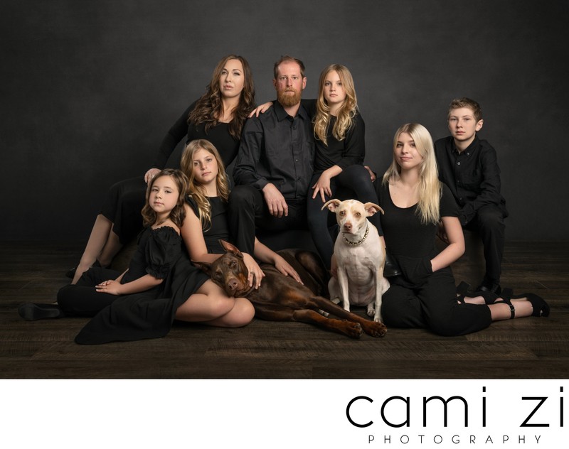 Family and dogs Portrait