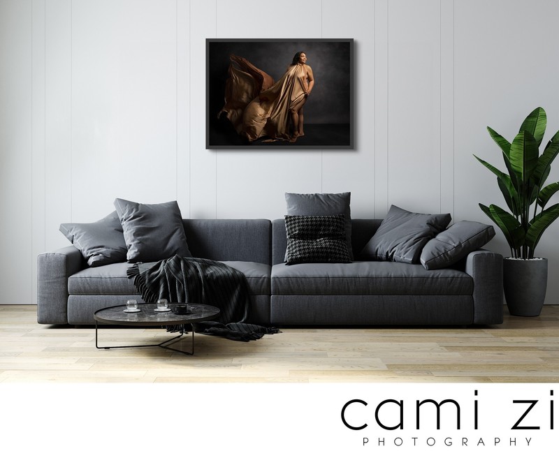 Blank poster frame mock up in scandinavian style living room int
