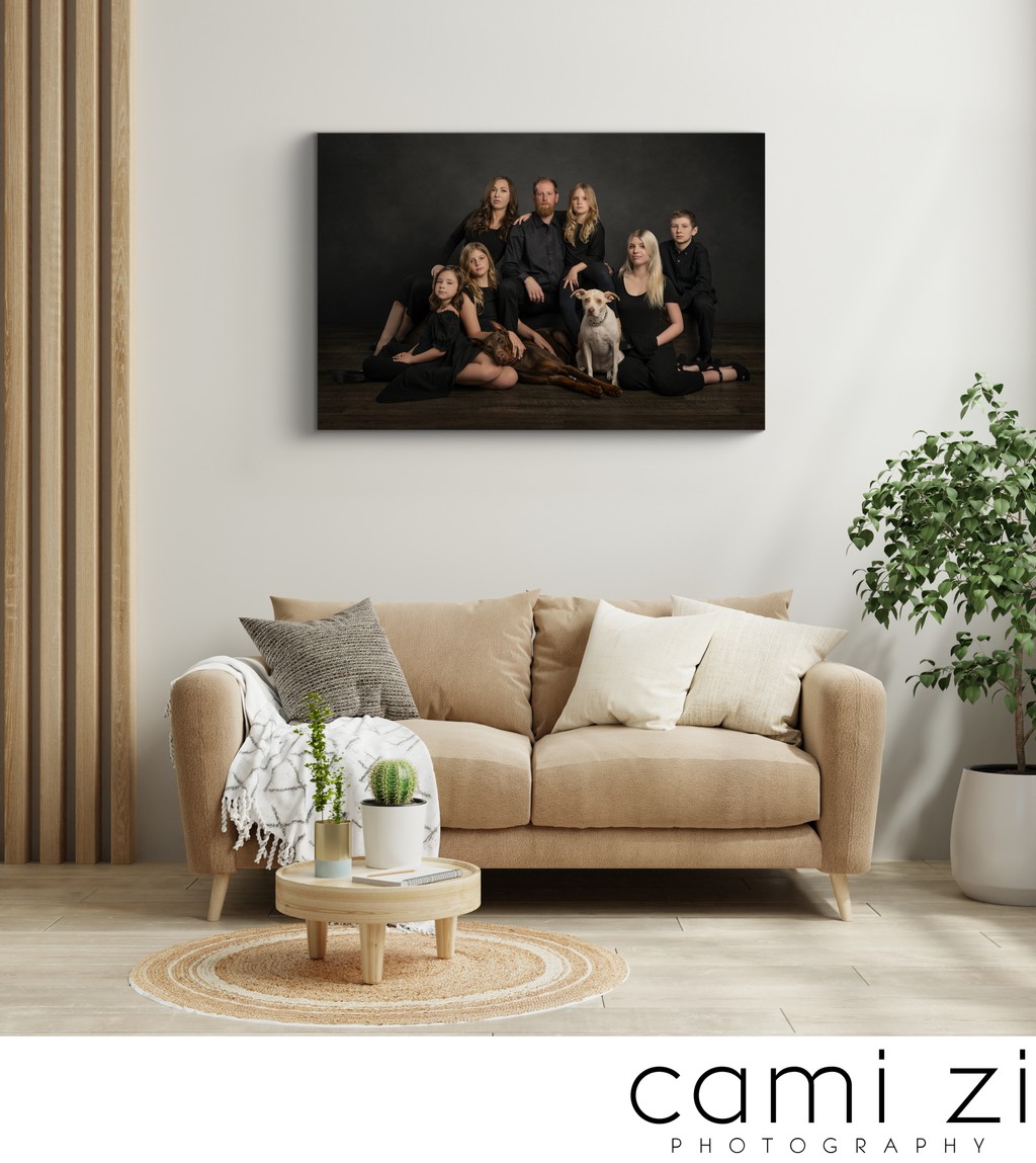 Poster frame mockup in scandinavian style living room interior.