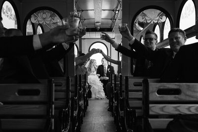 Trolley Fun with the Wedding Party