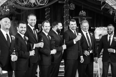 Groom and Guys at Wedding Reception