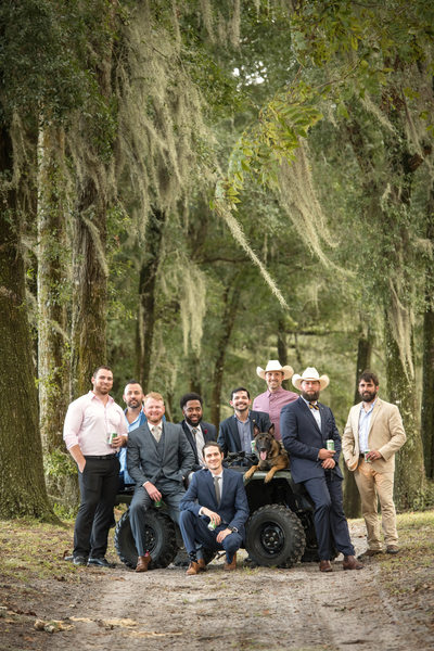 Country Wedding - Guys on Tractor With Beers