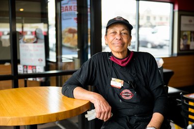 Environmental photo of restaurant worker