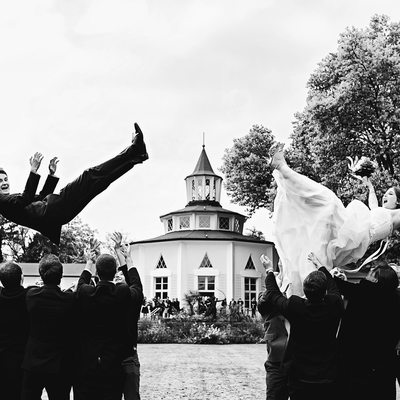 Bride and Groom flying high