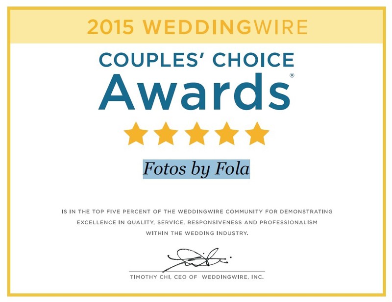 Fotos by Fola Received WeddingWire Couples' Choice Awards