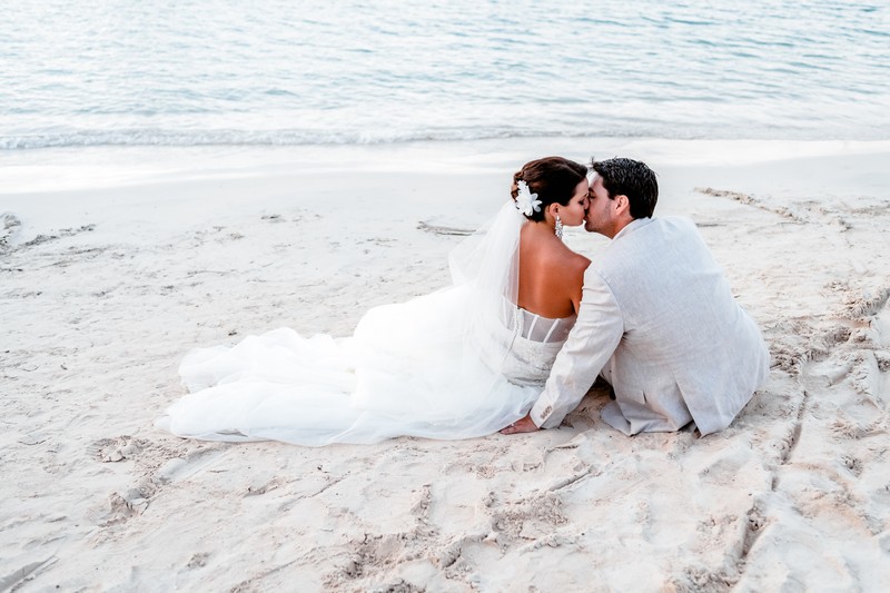 Romantic RIU Montego Bay Wedding: Sunset Sand Kiss
