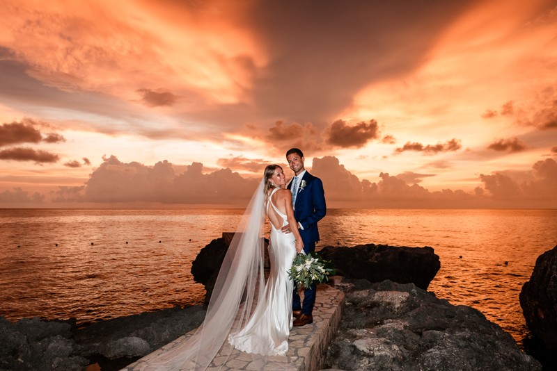 Negril Sunset Wedding Portrait | The Cliff Hotel