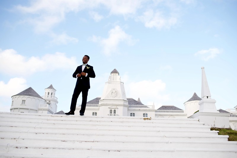 Wedding couple portrait on the coastline of Port Antonio, Jamaica by Michael Saab