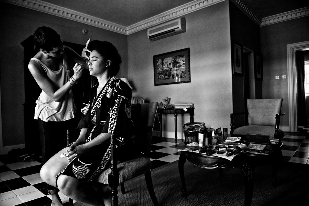 bridal makeup being applied