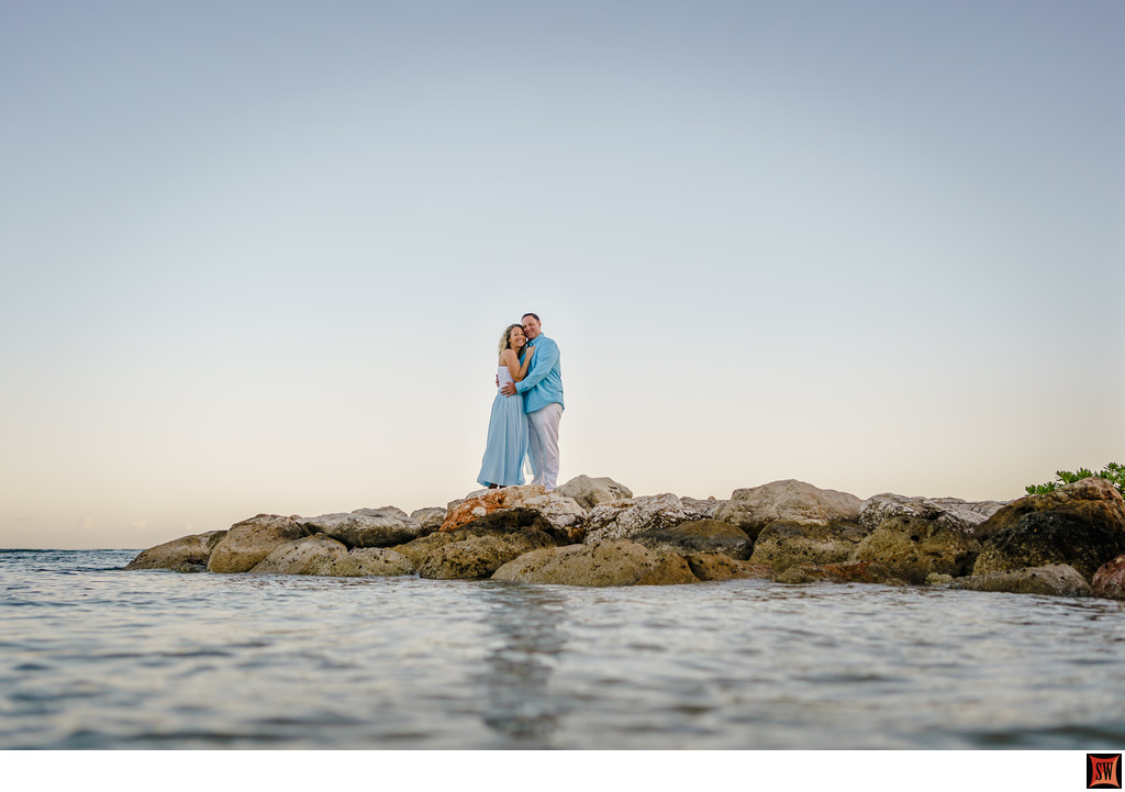 couple on rock in Montego Bay 
