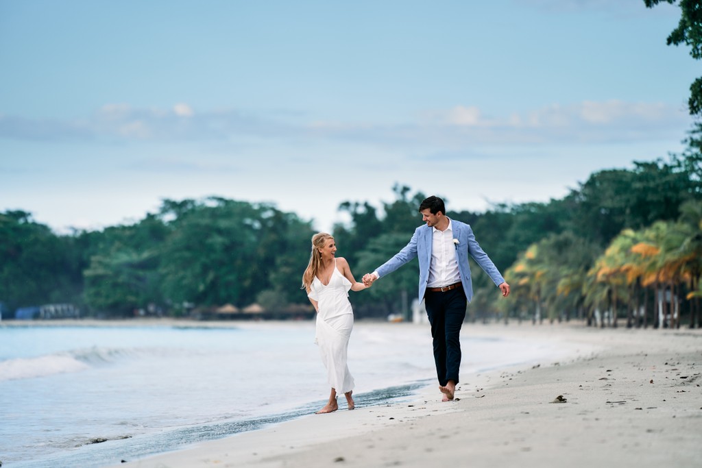 A Breezy Morning Beach Walk at a Jamaica Wedding