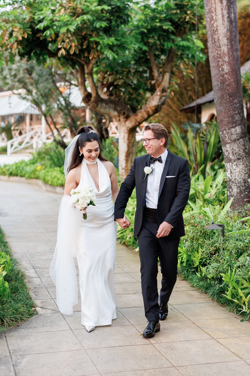 Bride & Groom Walking Portrait , Round Hill Montego Bay