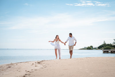 Doctors Cave Beach Engagement Photo
