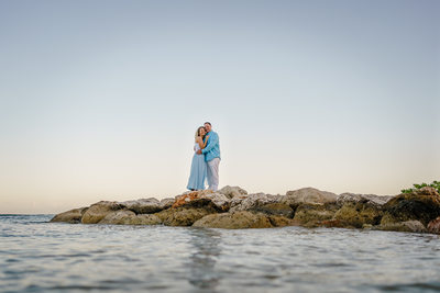 couple on rock in Montego Bay 