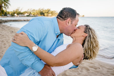 dip kiss engagement photo in Montego Bay jamaica