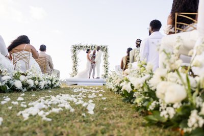 wedding ceremony with bride and groom