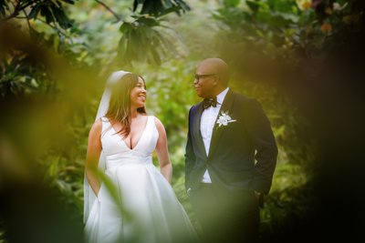 bride and groom hands in pocket