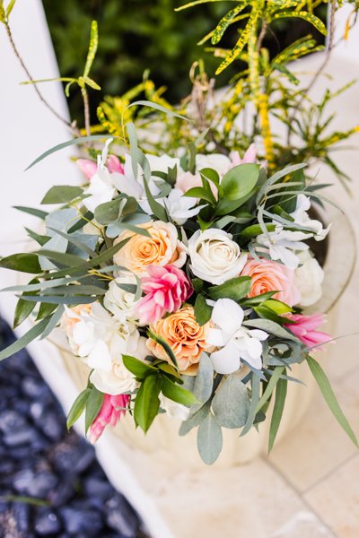 bridal bouquet in flower pot