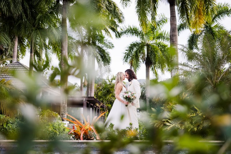 Intimate wedding portrait at a luxury resort in Montego Bay, Jamaica