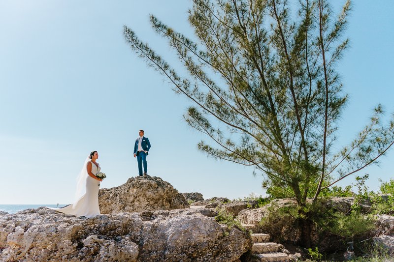 Cliffside wedding portrait session at Tensing Pen, Negril, Jamaica