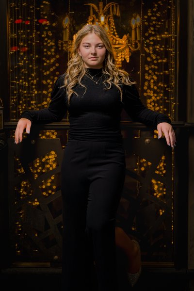 Senior Portrait at The Rabbit Hole Entrance, Downtown Colorado Springs
