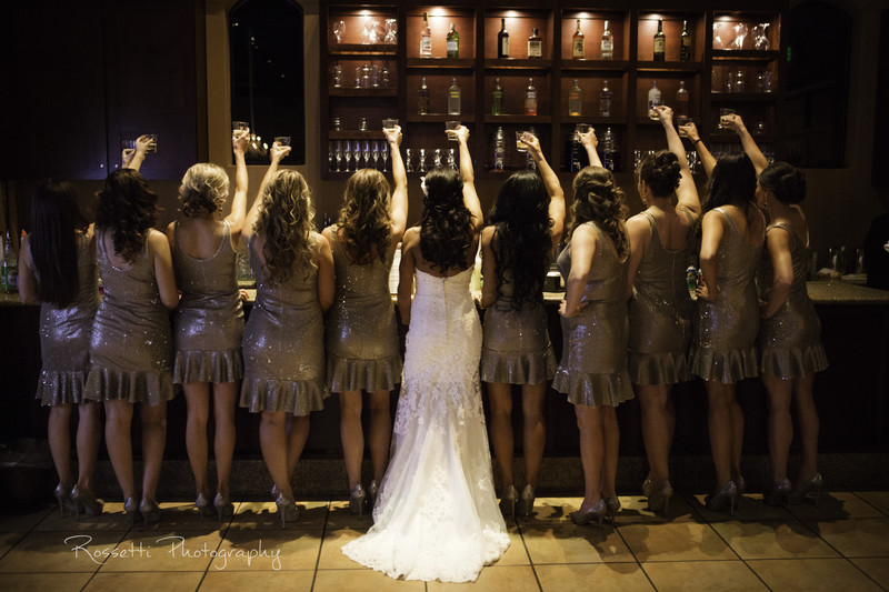 Palm event center bridesmaids drink at the bar