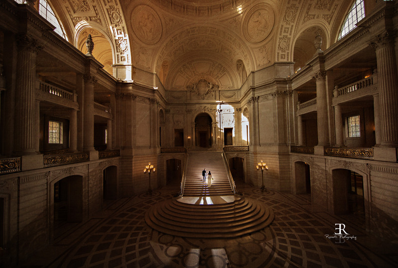 San Francisco City hall wedding Staircase photo Rossetti Photography