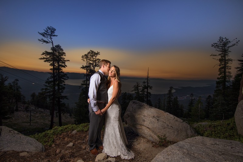 Heavenly Lake Tahoe Wedding Photography | Bride & Groom Mountain Portrait
