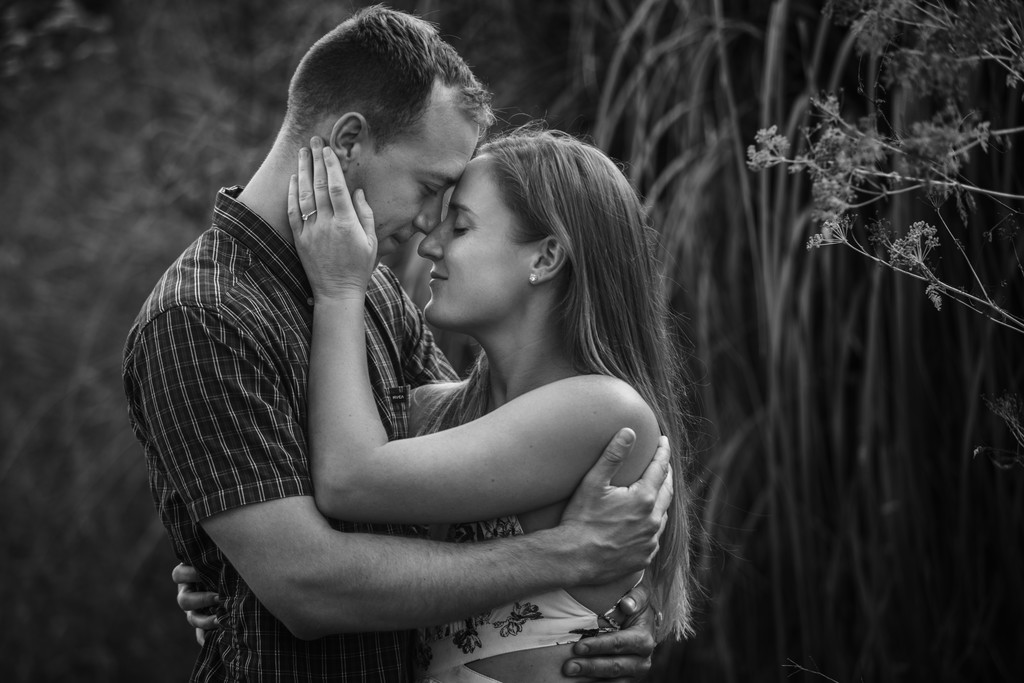 Black and White Engagement Photography Close-Up | Bay Area Couple Portrait
