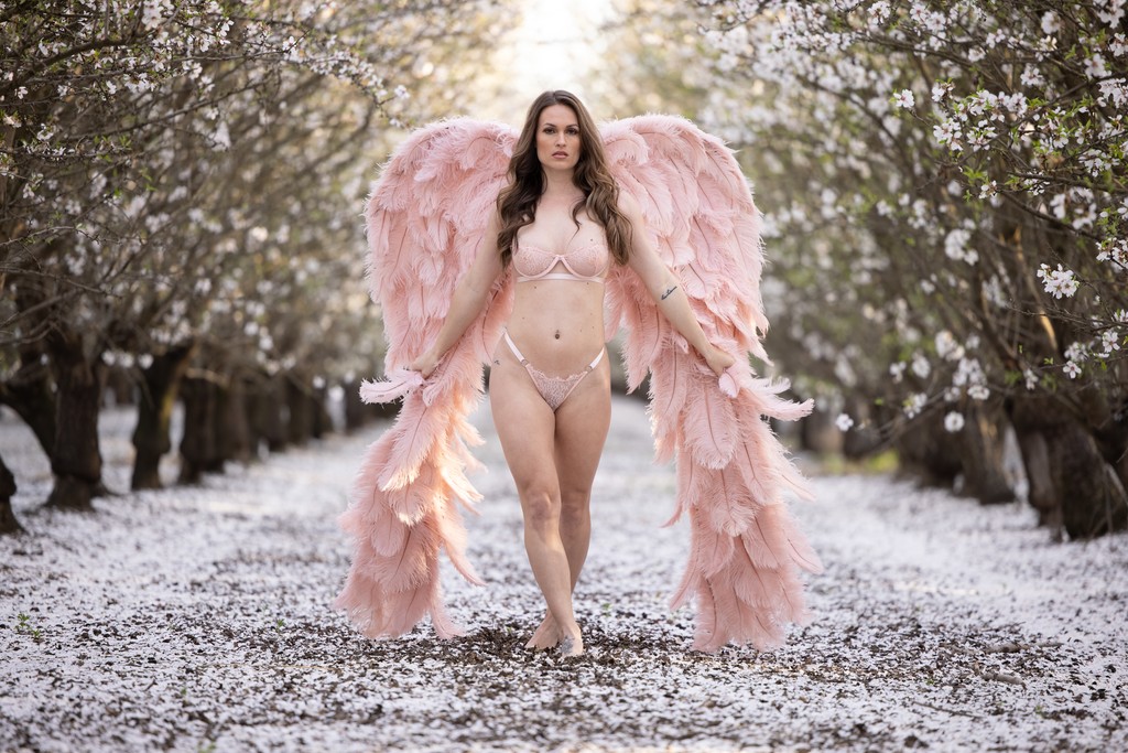 Almond Blossom Boudoir with Angel Wings | Bay Area Boudoir Photographer