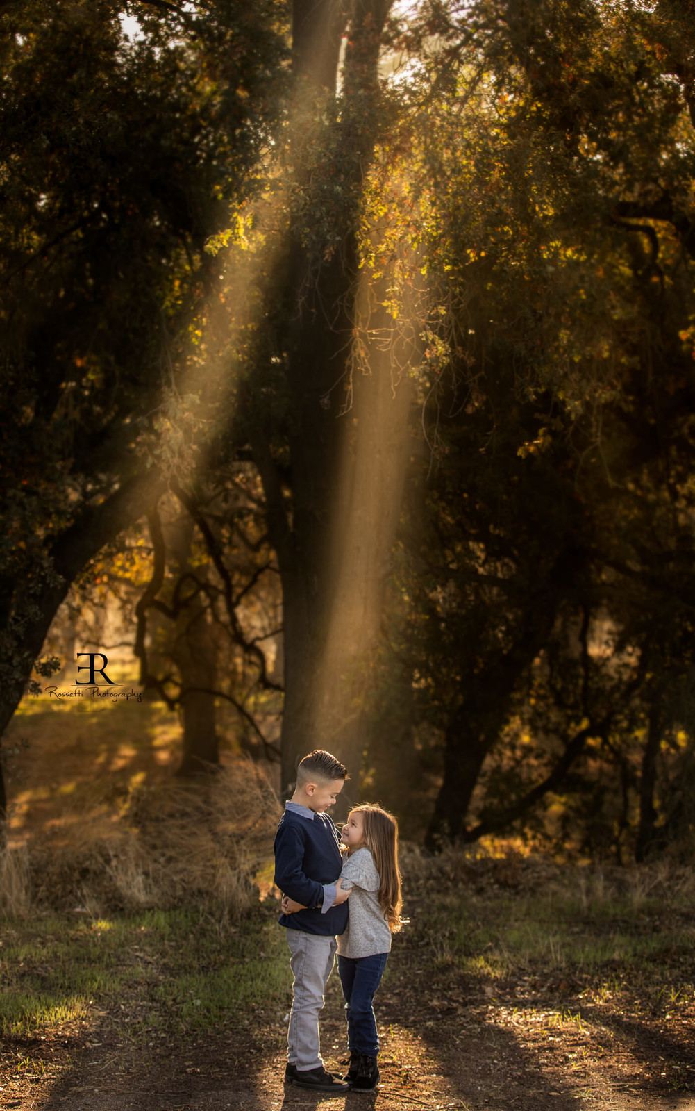 Sibling Hug in Fall Light | Bay Area Fall Family Photographer