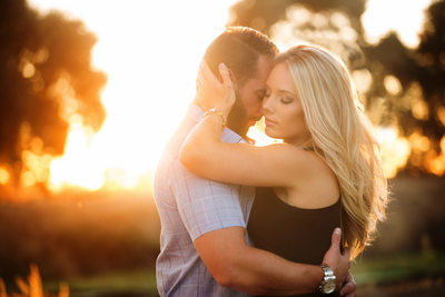 Warm light at sunset country engagement session