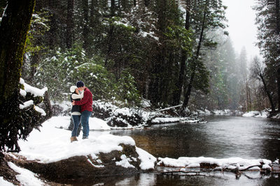 Snowing Engagement Session in Yosemite Valley 