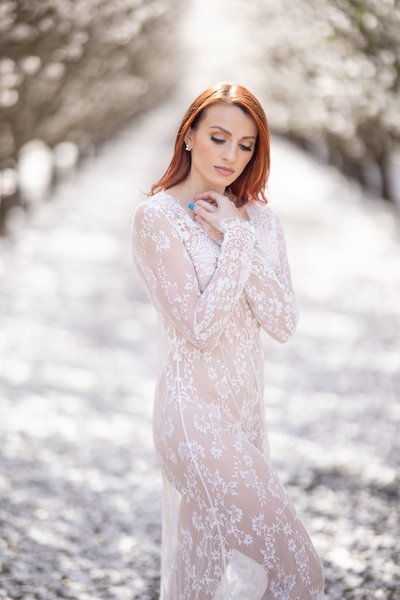 Almond Blossom Boudoir Photography – Romantic Outdoor Boudoir Session Northern California
