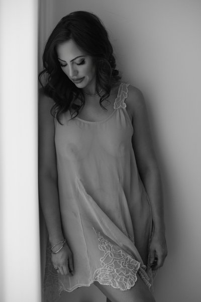San Francisco Bay Area Bridal Boudoir Photographer – Sheer Robe Elegant Bridal Portrait